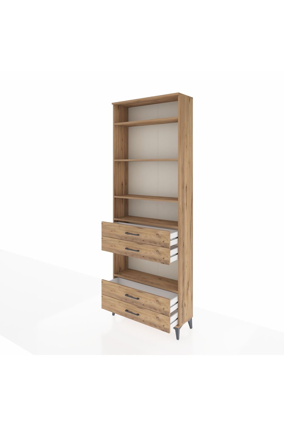 Arges Dolap 5 Raflı 4 Çekmeceli 88x30x243 Çam-Çam