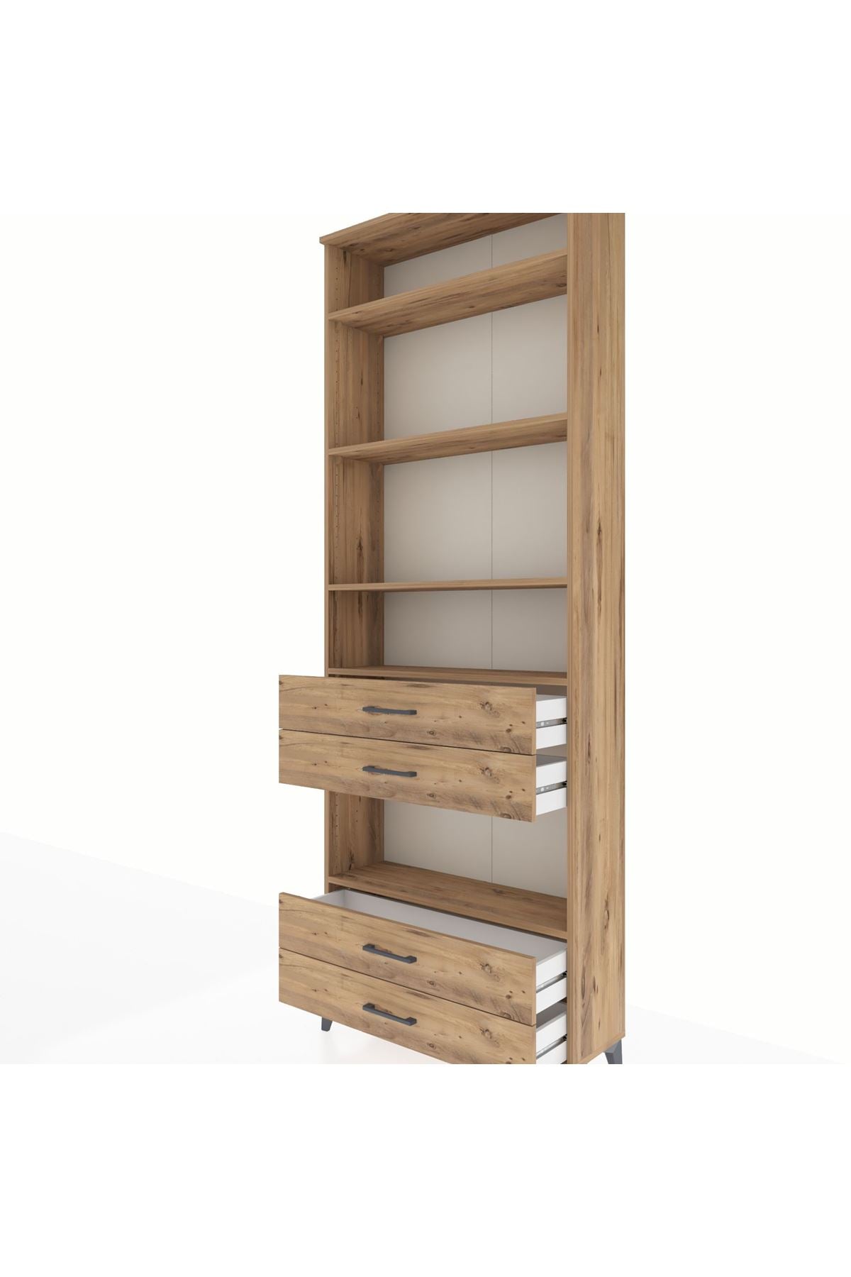 Arges Dolap 5 Raflı 4 Çekmeceli 88x30x243 Çam-Çam