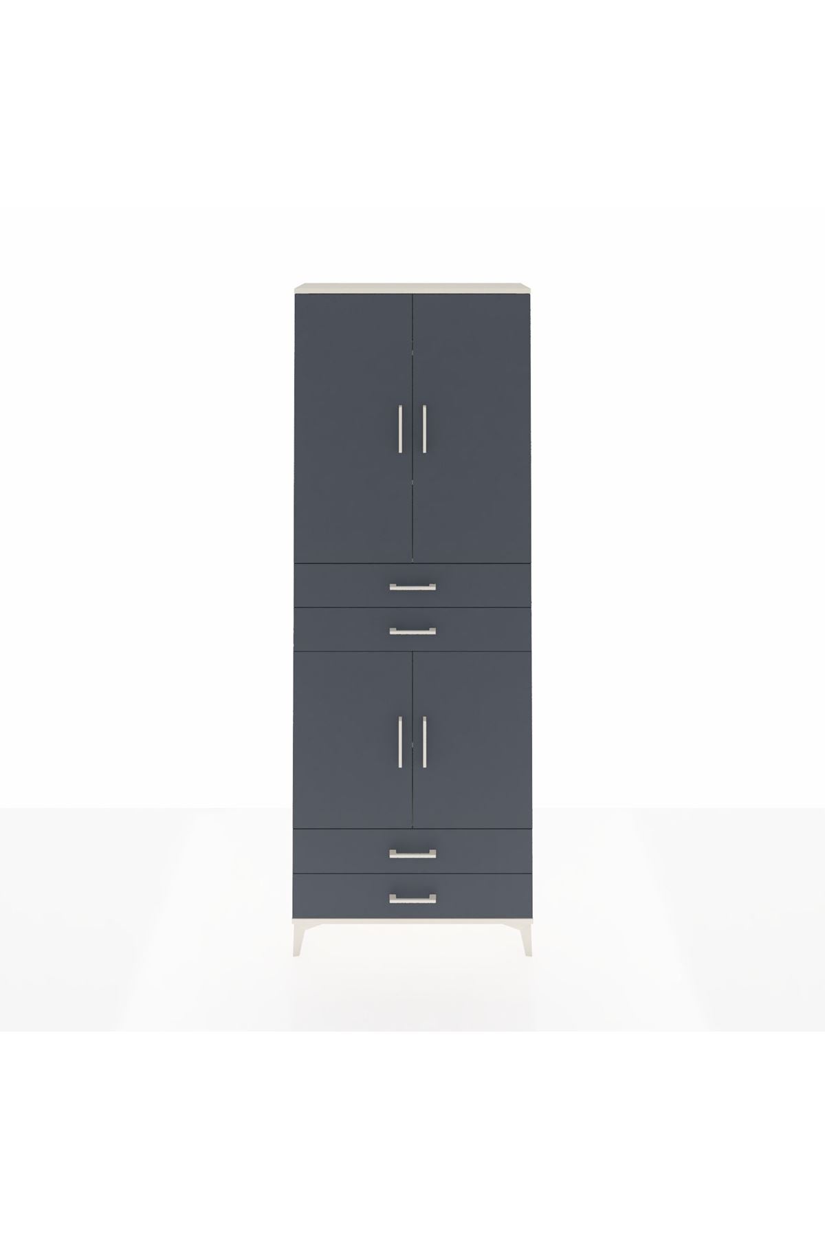 Arges Dolap 5 Raflı 4 Çekmeceli 4 Kapaklı 88x30x243 Aytaşı-Antrasit