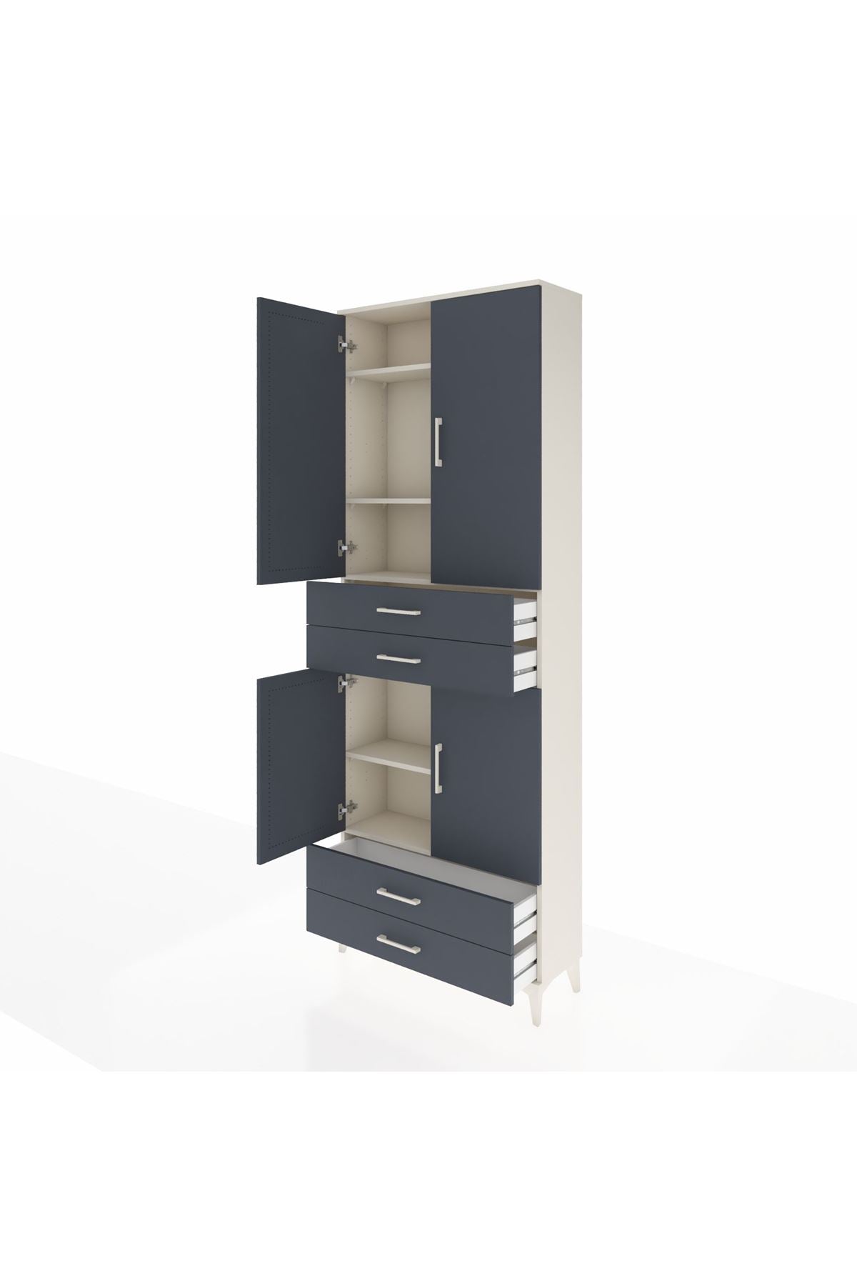 Arges Dolap 5 Raflı 4 Çekmeceli 4 Kapaklı 88x30x243 Aytaşı-Antrasit