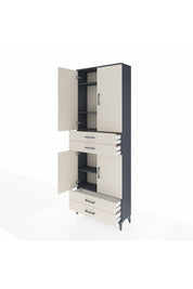 Arges Dolap 5 Raflı 4 Çekmeceli 4 Kapaklı 88x30x243 Antrasit-Aytaşı