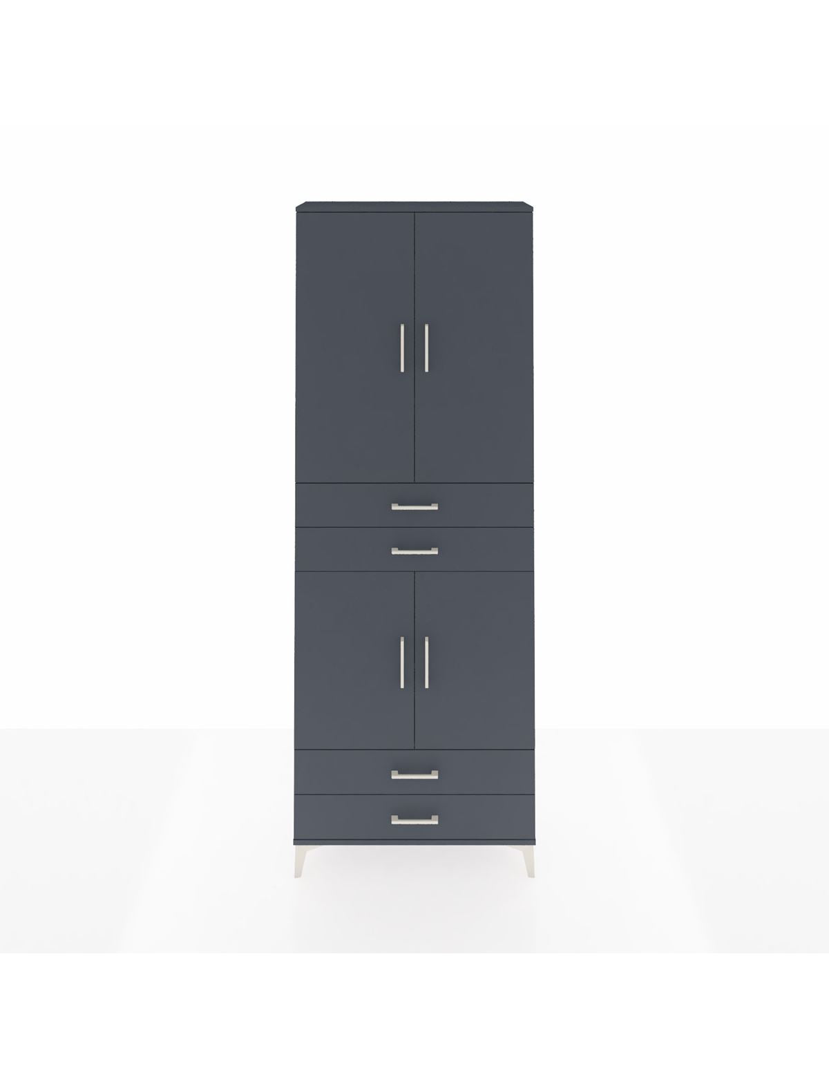 Arges Dolap 5 Raflı 4 Çekmeceli 4 Kapaklı 88x30x243 Antrasit-Antrasit