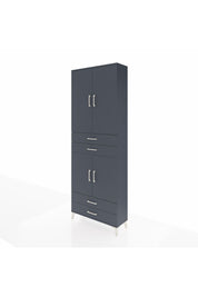 Arges Dolap 5 Raflı 4 Çekmeceli 4 Kapaklı 88x30x243 Antrasit-Antrasit