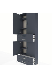 Arges Dolap 5 Raflı 4 Çekmeceli 4 Kapaklı 88x30x243 Antrasit-Antrasit
