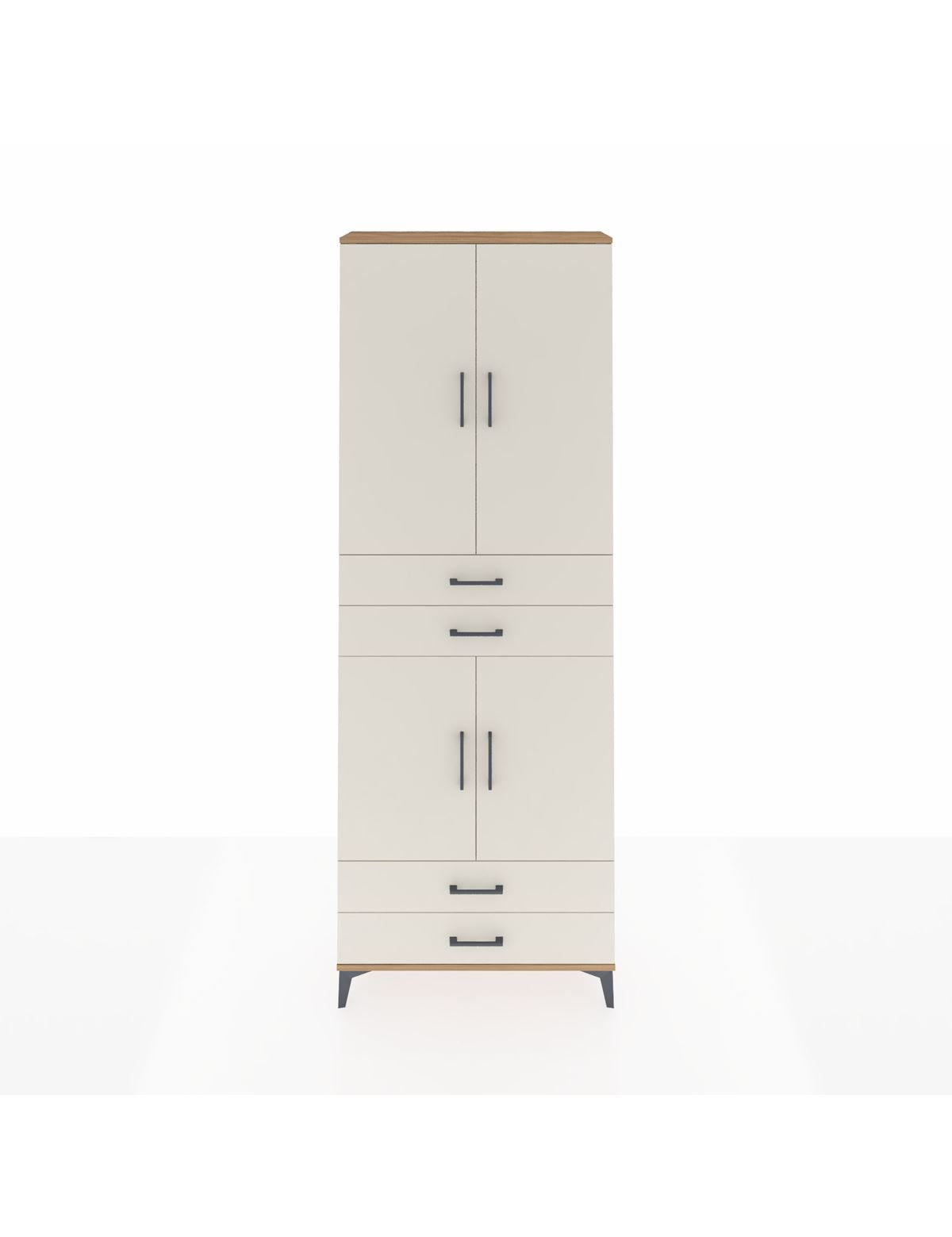 Arges Dolap 5 Raflı 4 Çekmeceli 4 Kapaklı 88x30x243 Çam-Aytaşı