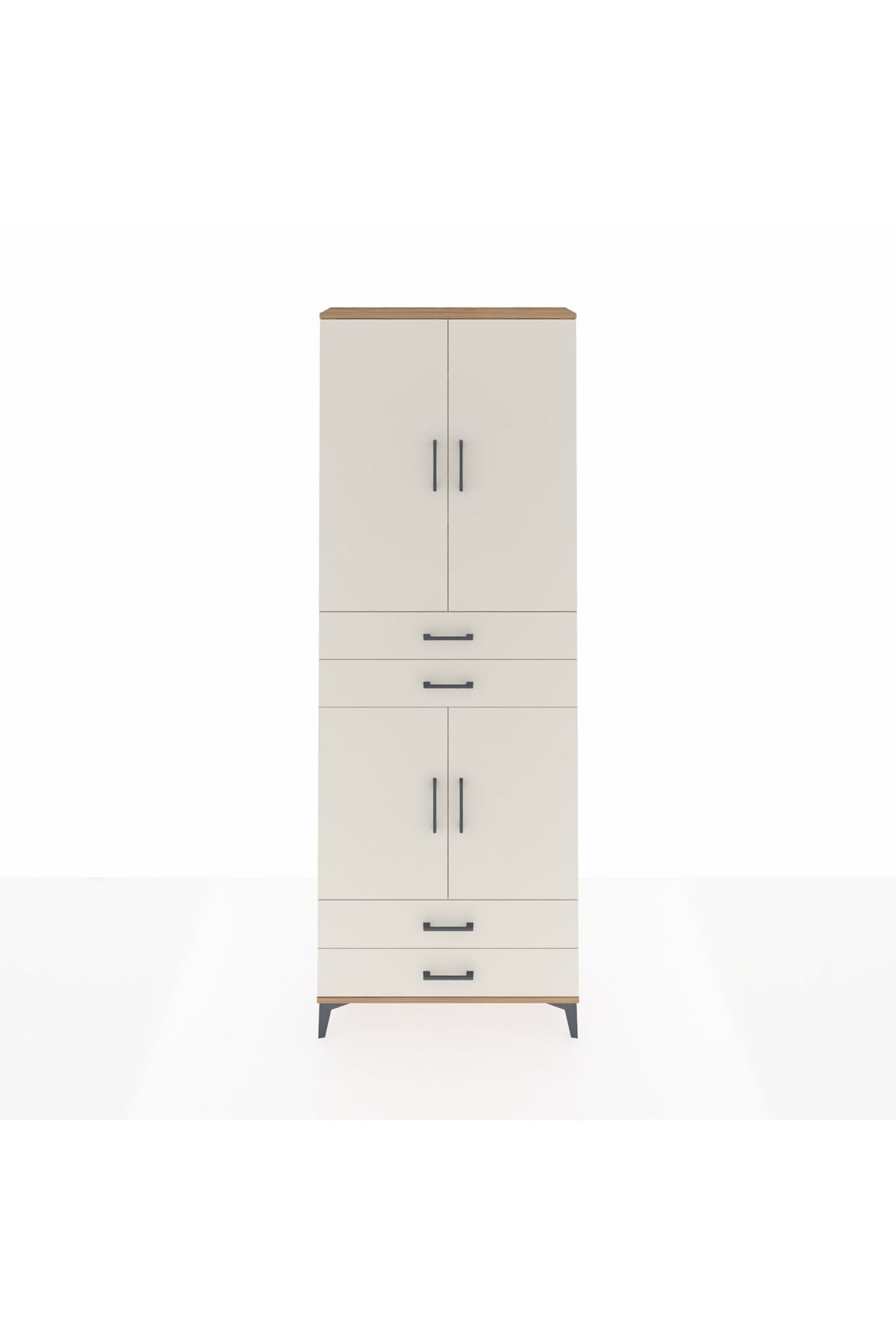 Arges Dolap 5 Raflı 4 Çekmeceli 4 Kapaklı 88x30x243 Çam-Aytaşı