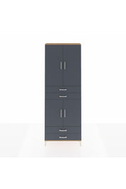 Arges Dolap 5 Raflı 4 Çekmeceli 4 Kapaklı 88x30x243 Çam-Antrasit