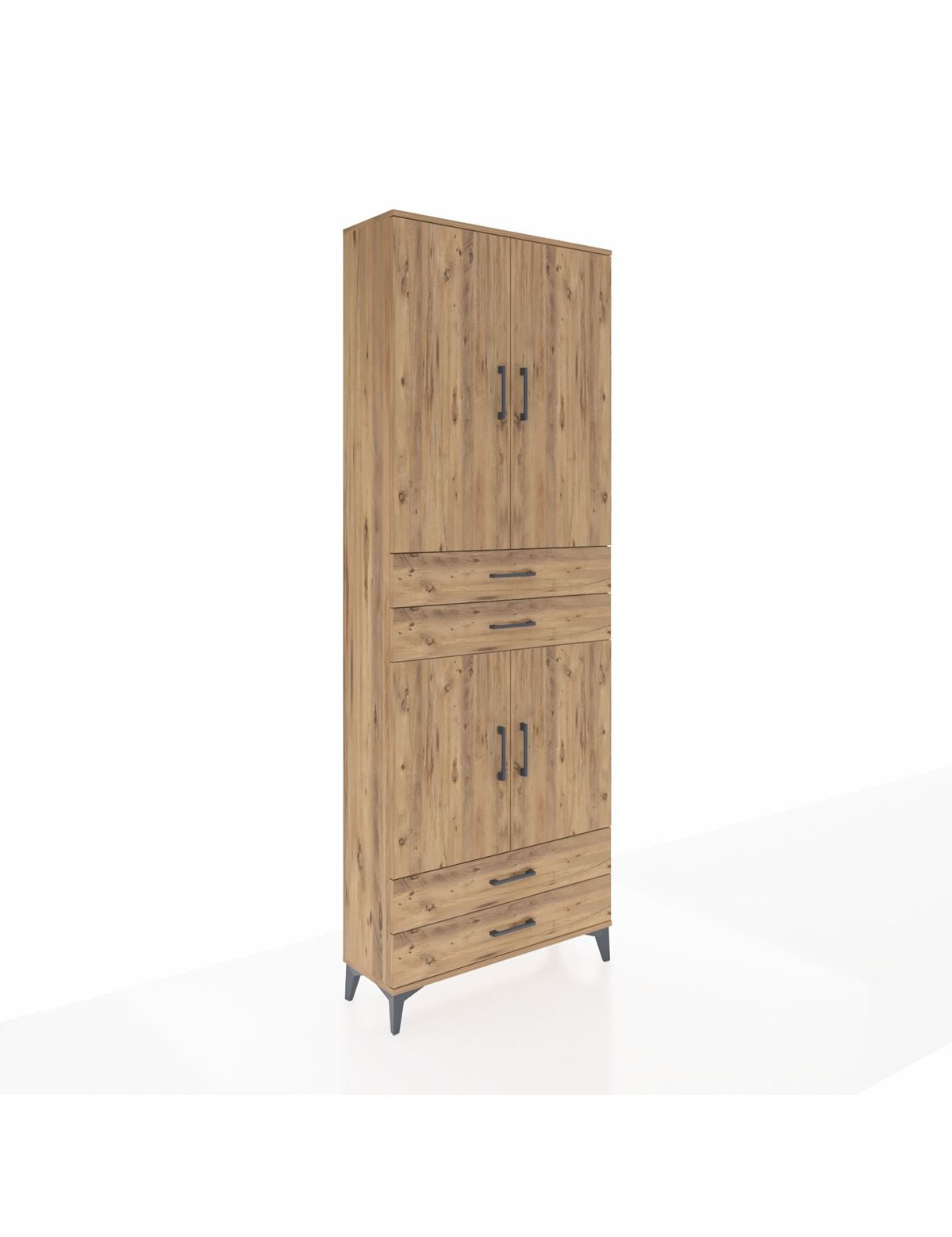 Arges Dolap 5 Raflı 4 Çekmeceli 4 Kapaklı 88x30x243 Çam-Çam