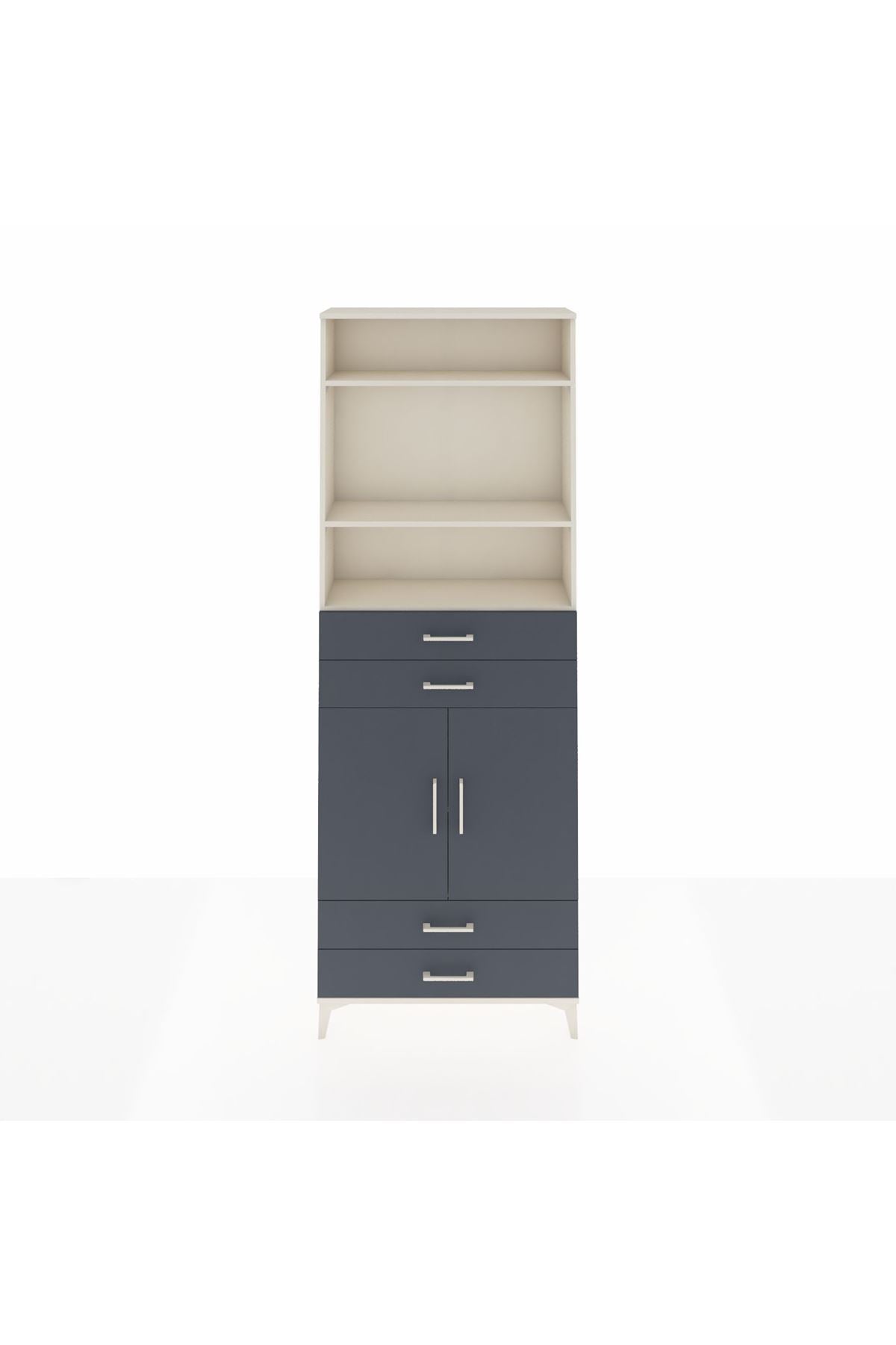 Arges Dolap 5 Raflı 4 Çekmeceli 2 Kapaklı 88x30x243 Aytaşı-Antrasit
