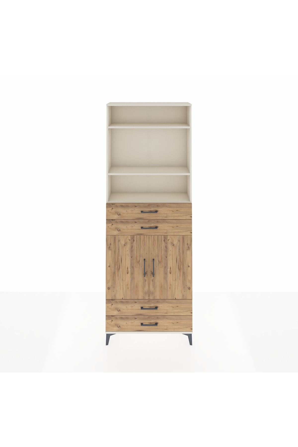 Arges Dolap 5 Raflı 4 Çekmeceli 2 Kapaklı 88x30x243 Aytaşı-Çam