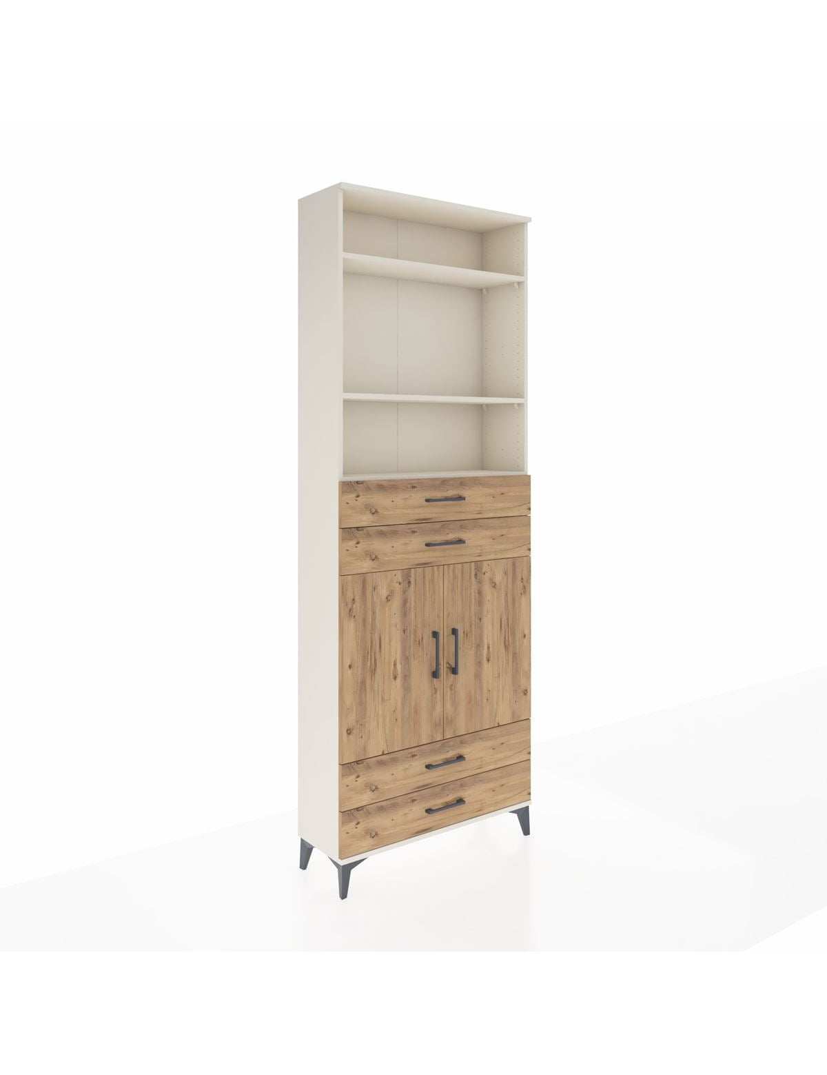 Arges Dolap 5 Raflı 4 Çekmeceli 2 Kapaklı 88x30x243 Aytaşı-Çam