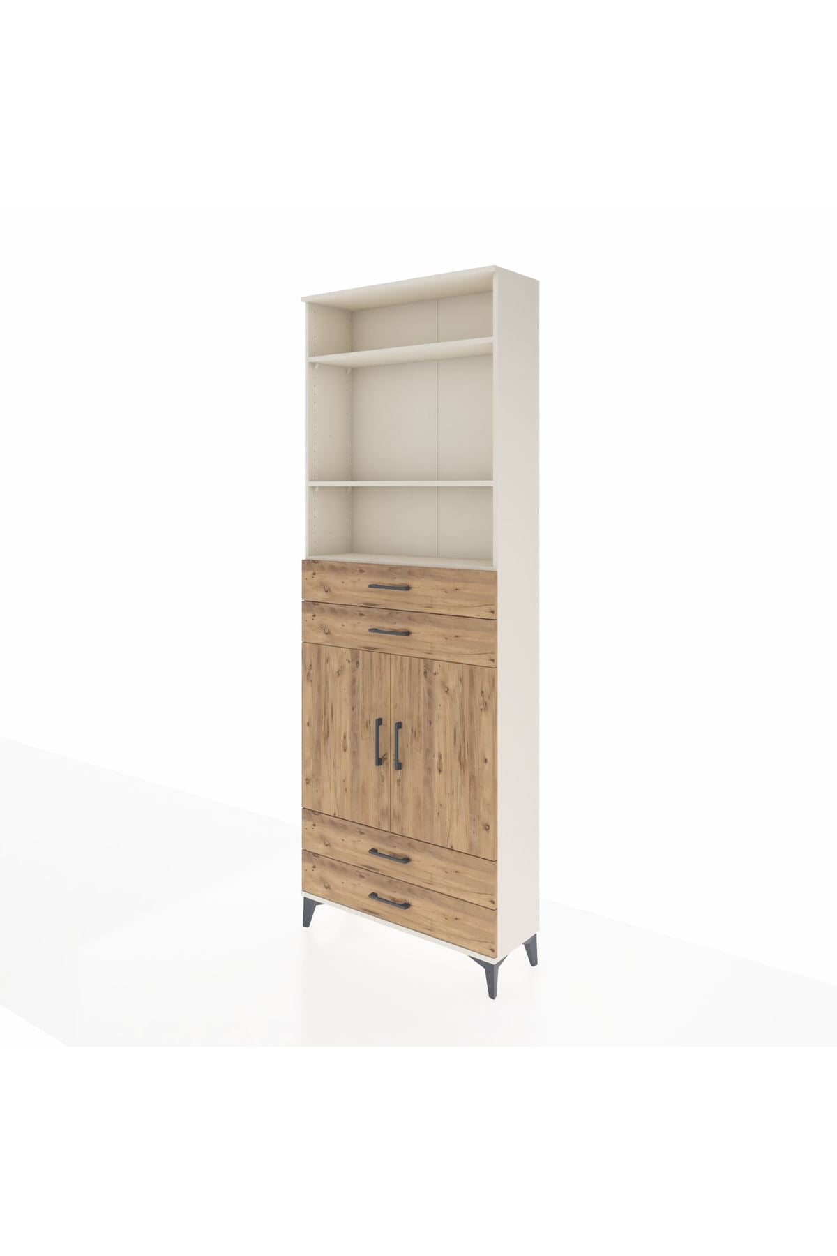 Arges Dolap 5 Raflı 4 Çekmeceli 2 Kapaklı 88x30x243 Aytaşı-Çam