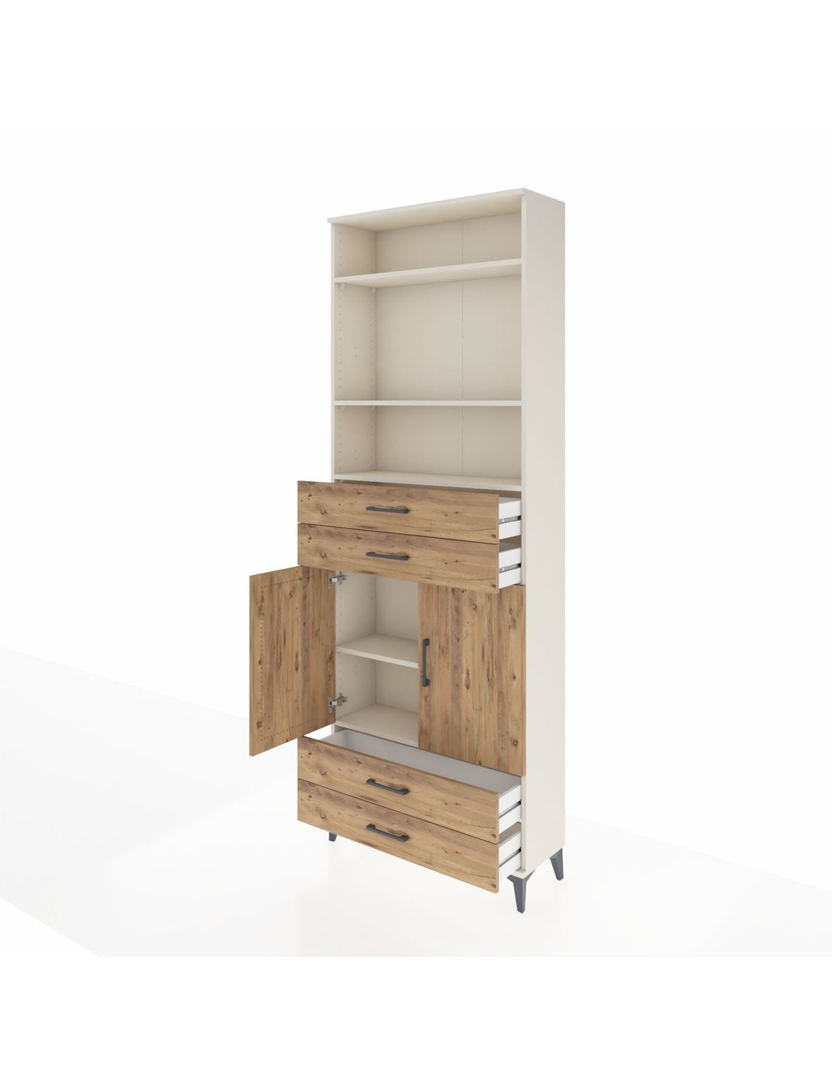 Arges Dolap 5 Raflı 4 Çekmeceli 2 Kapaklı 88x30x243 - S33M252V3A