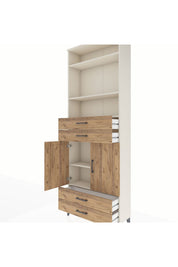 Arges Dolap 5 Raflı 4 Çekmeceli 2 Kapaklı 88x30x243 Aytaşı-Çam