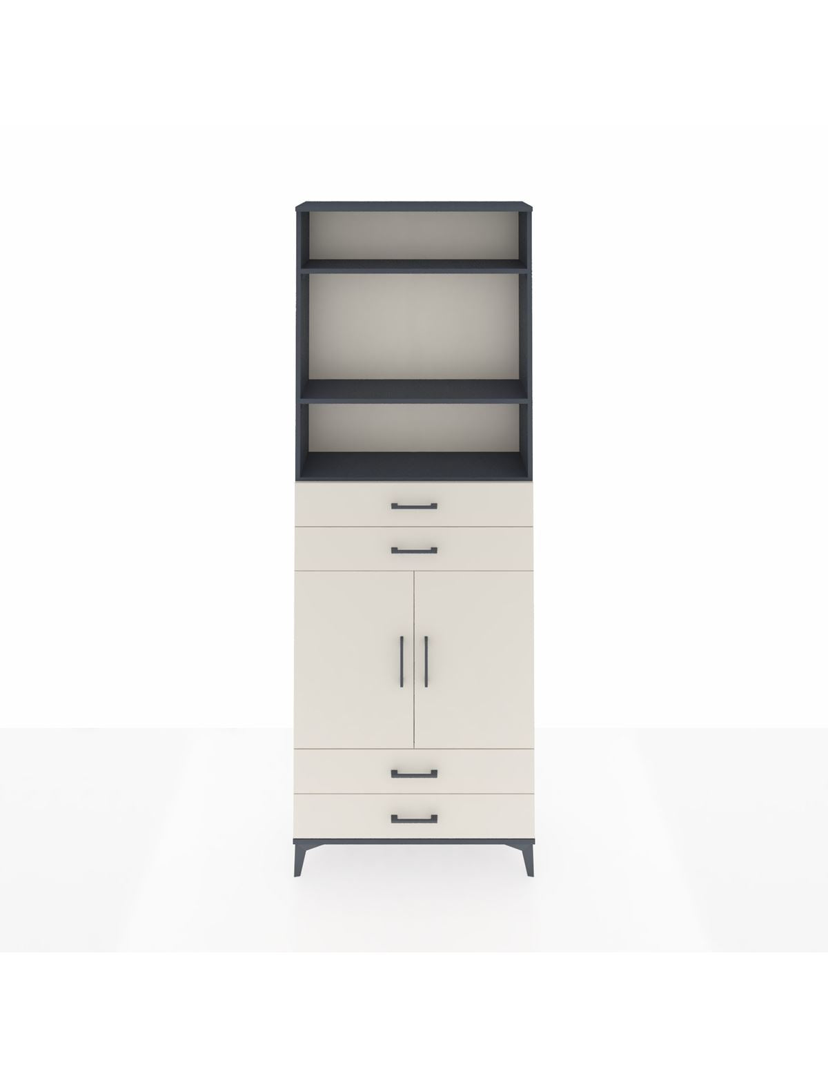 Arges Dolap 5 Raflı 4 Çekmeceli 2 Kapaklı 88x30x243 Antrasit-Aytaşı