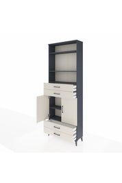 Arges Dolap 5 Raflı 4 Çekmeceli 2 Kapaklı 88x30x243 Antrasit-Aytaşı