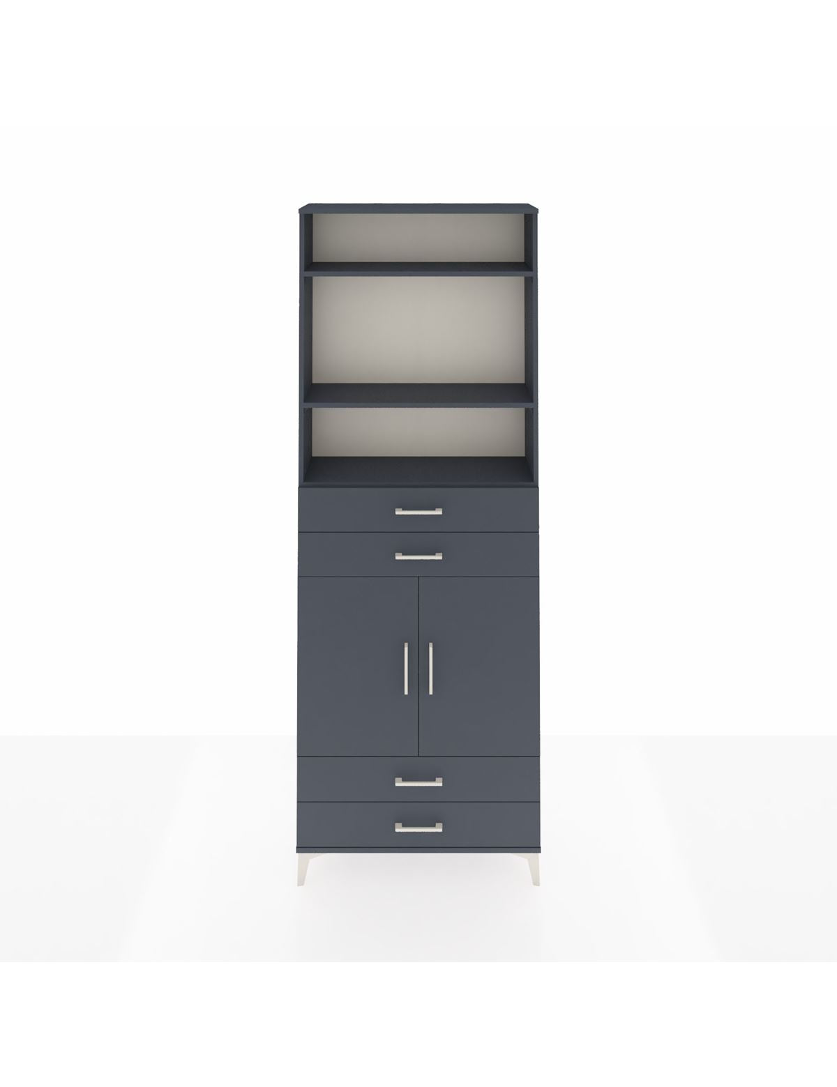 Arges Dolap 5 Raflı 4 Çekmeceli 2 Kapaklı 88x30x243 Antrasit-Antrasit
