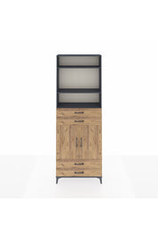 Arges Dolap 5 Raflı 4 Çekmeceli 2 Kapaklı 88x30x243 Antrasit-Çam