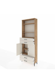 Arges Dolap 5 Raflı 4 Çekmeceli 2 Kapaklı 88x30x243 Çam-Aytaşı