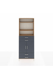 Arges Dolap 5 Raflı 4 Çekmeceli 2 Kapaklı 88x30x243 Çam-Antrasit
