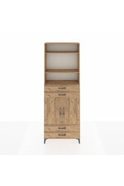 Arges Dolap 5 Raflı 4 Çekmeceli 2 Kapaklı 88x30x243 Çam-Çam