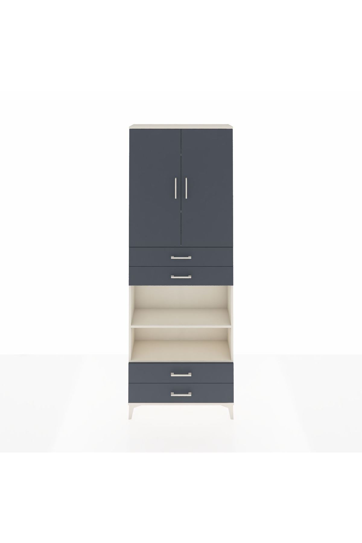 Arges Dolap 5 Raflı 4 Çekmeceli 2 Kapaklı 88x30x243 Aytaşı-Antrasit