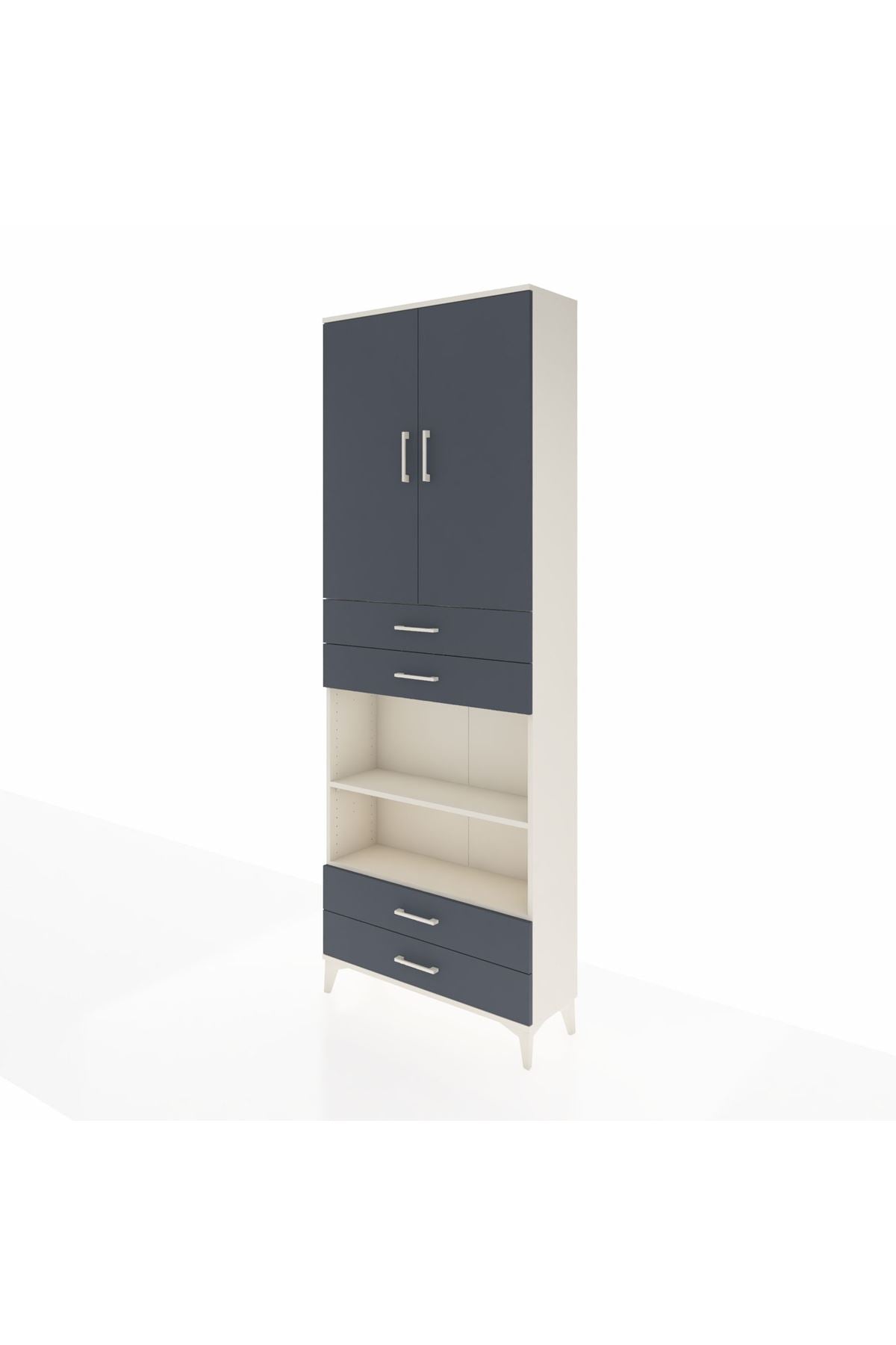 Arges Dolap 5 Raflı 4 Çekmeceli 2 Kapaklı 88x30x243 Aytaşı-Antrasit