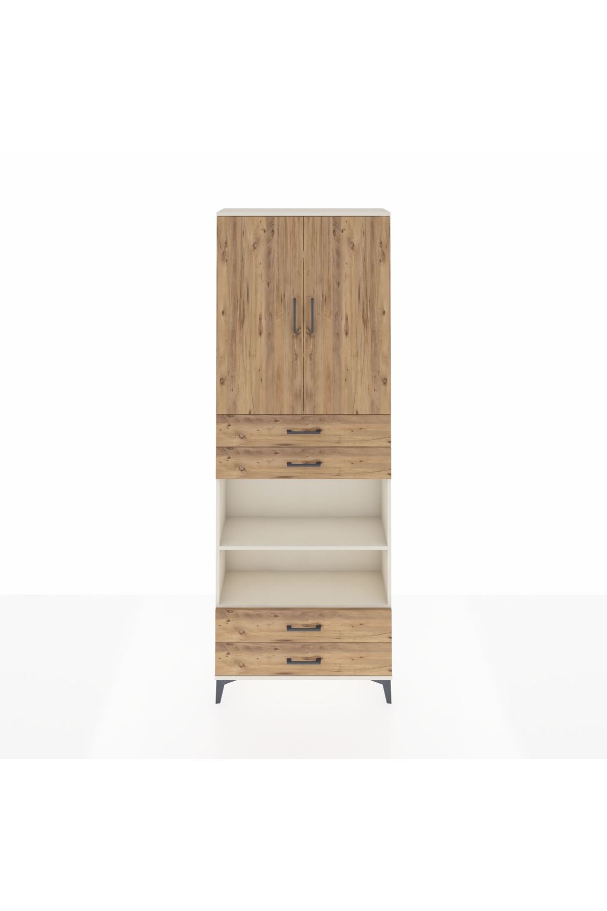 Arges Dolap 5 Raflı 4 Çekmeceli 2 Kapaklı 88x30x243 Aytaşı-Çam