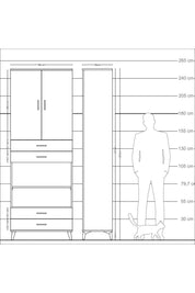 Arges Dolap 5 Raflı 4 Çekmeceli 2 Kapaklı 88x30x243 Aytaşı-Antrasit