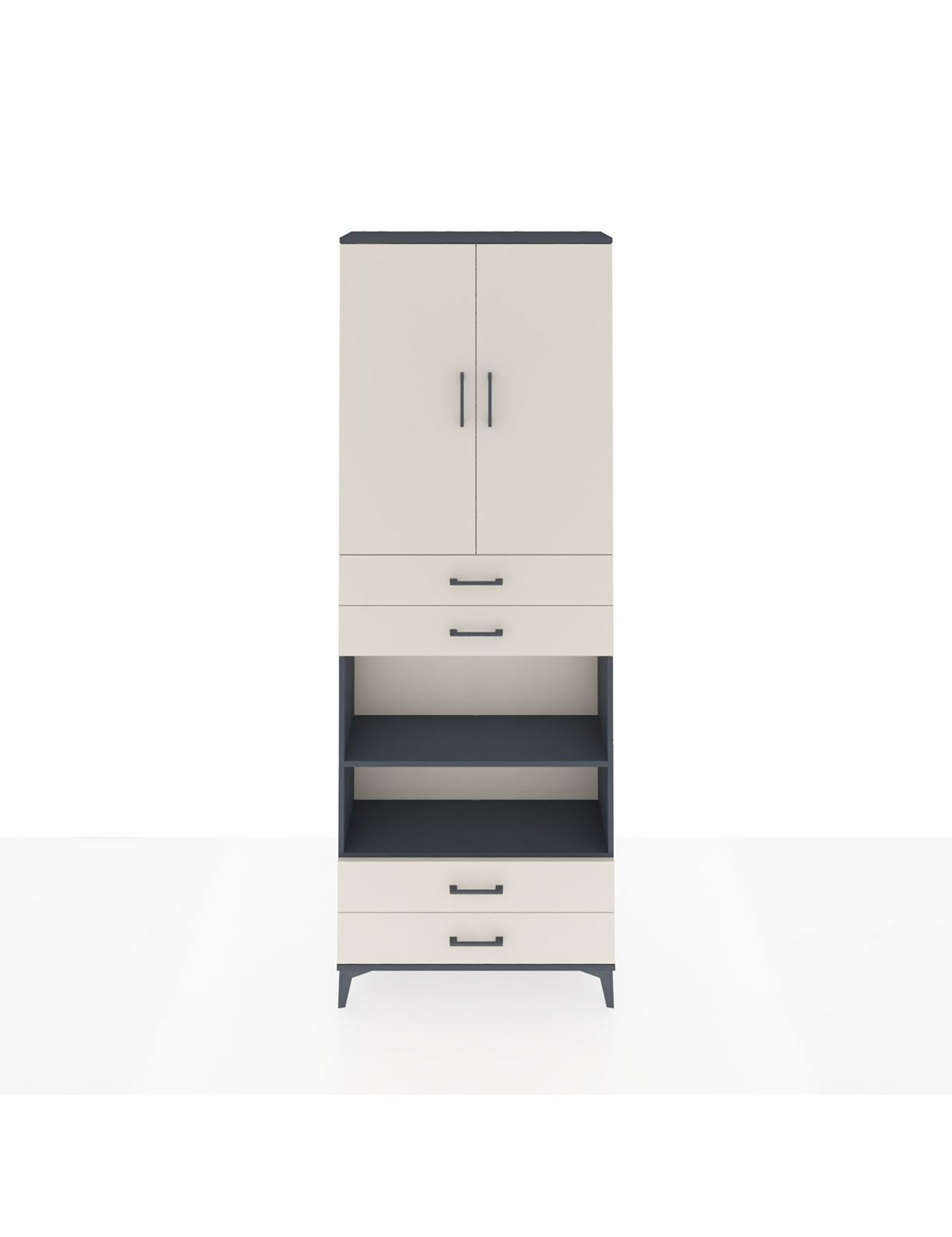 Arges Dolap 5 Raflı 4 Çekmeceli 2 Kapaklı 88x30x243 Antrasit-Aytaşı