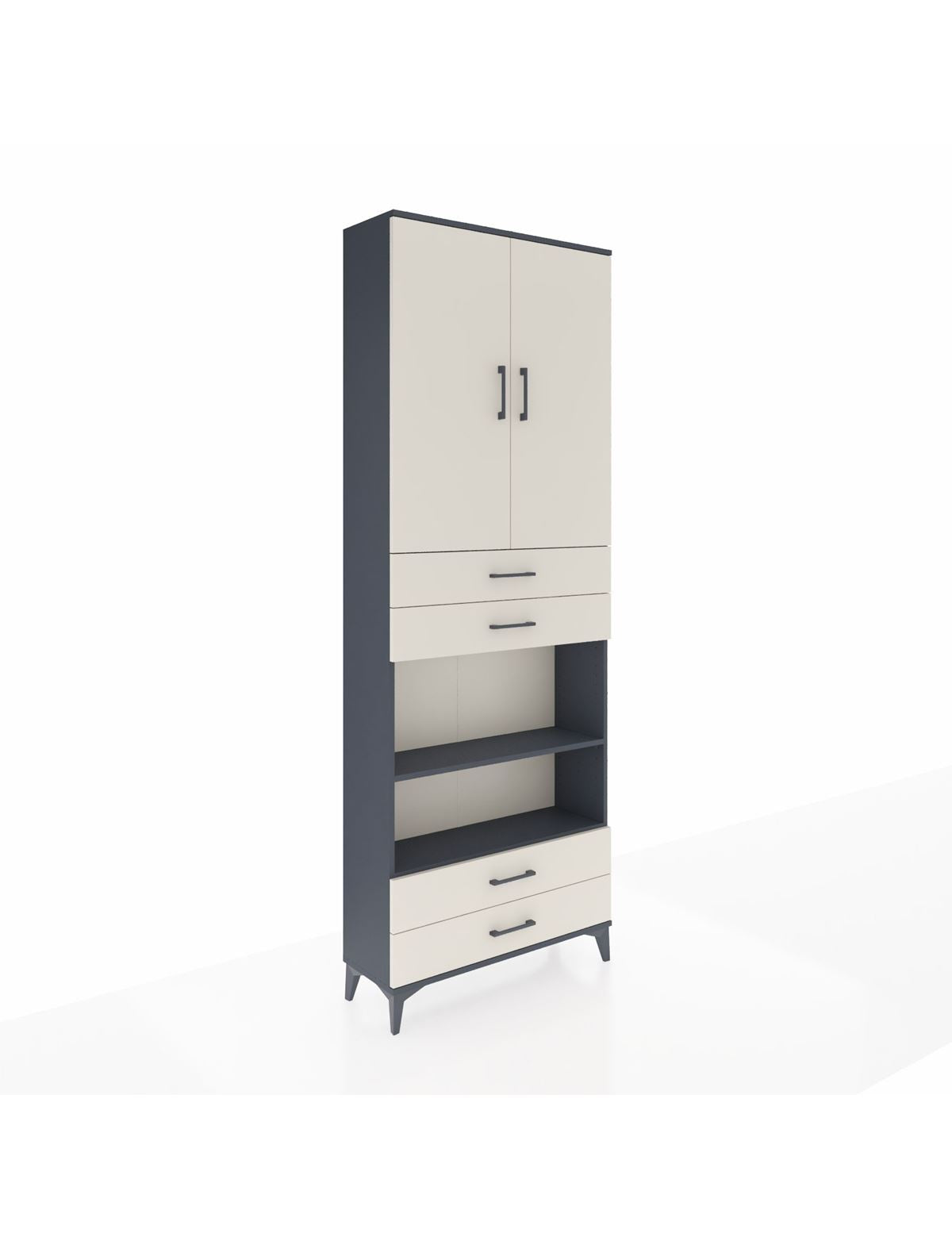 Arges Dolap 5 Raflı 4 Çekmeceli 2 Kapaklı 88x30x243 Antrasit-Aytaşı