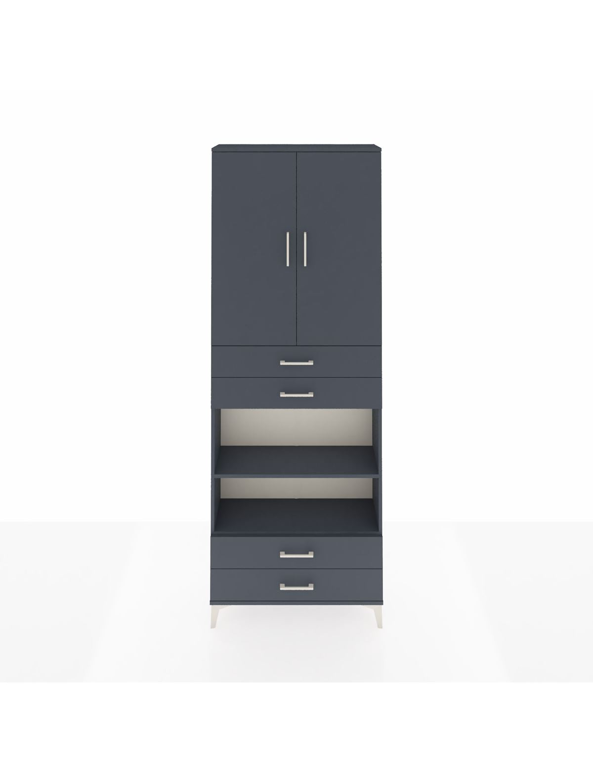 Arges Dolap 5 Raflı 4 Çekmeceli 2 Kapaklı 88x30x243 Antrasit-Antrasit