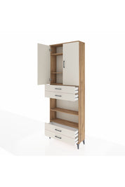Arges Dolap 5 Raflı 4 Çekmeceli 2 Kapaklı 88x30x243 Çam-Aytaşı