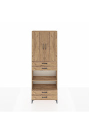Arges Dolap 5 Raflı 4 Çekmeceli 2 Kapaklı 88x30x243 Çam-Çam