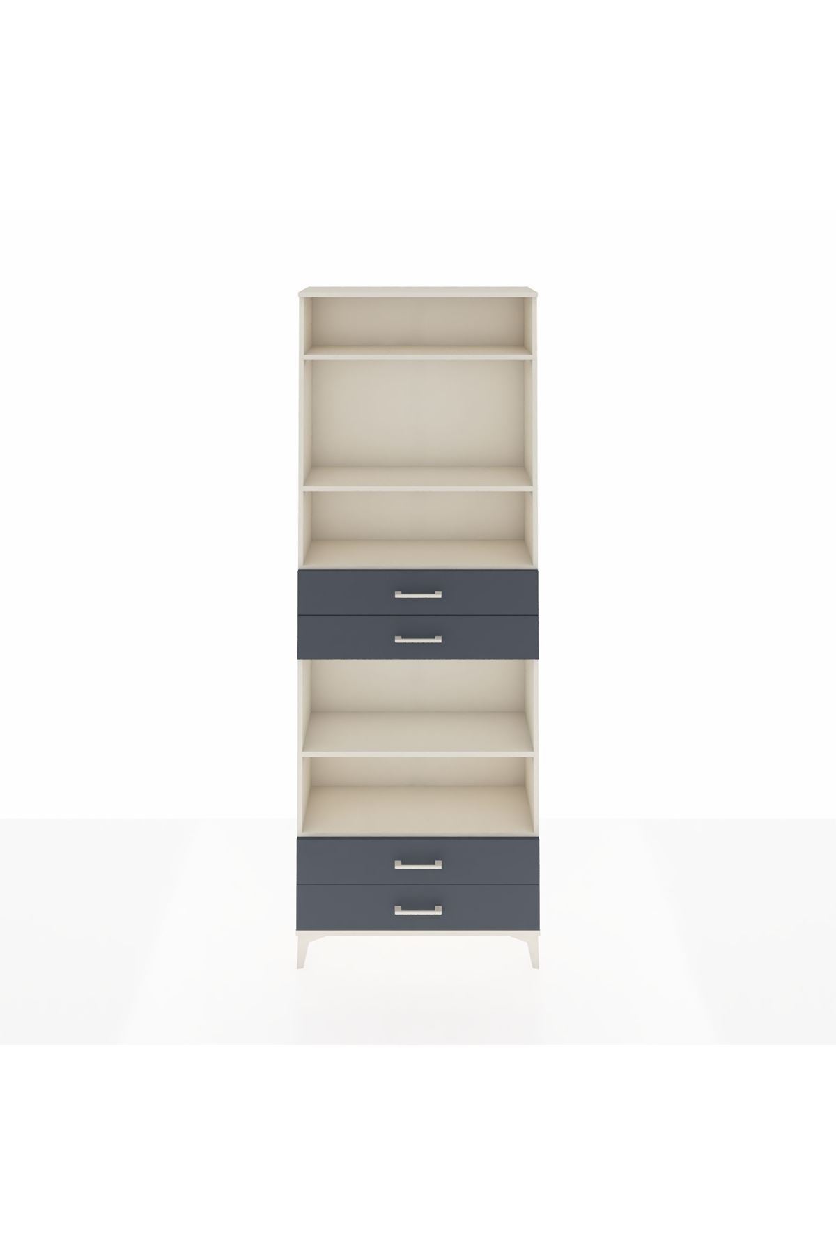 Arges Dolap 5 Raflı 4 Çekmeceli 88x30x243 Aytaşı-Antrasit