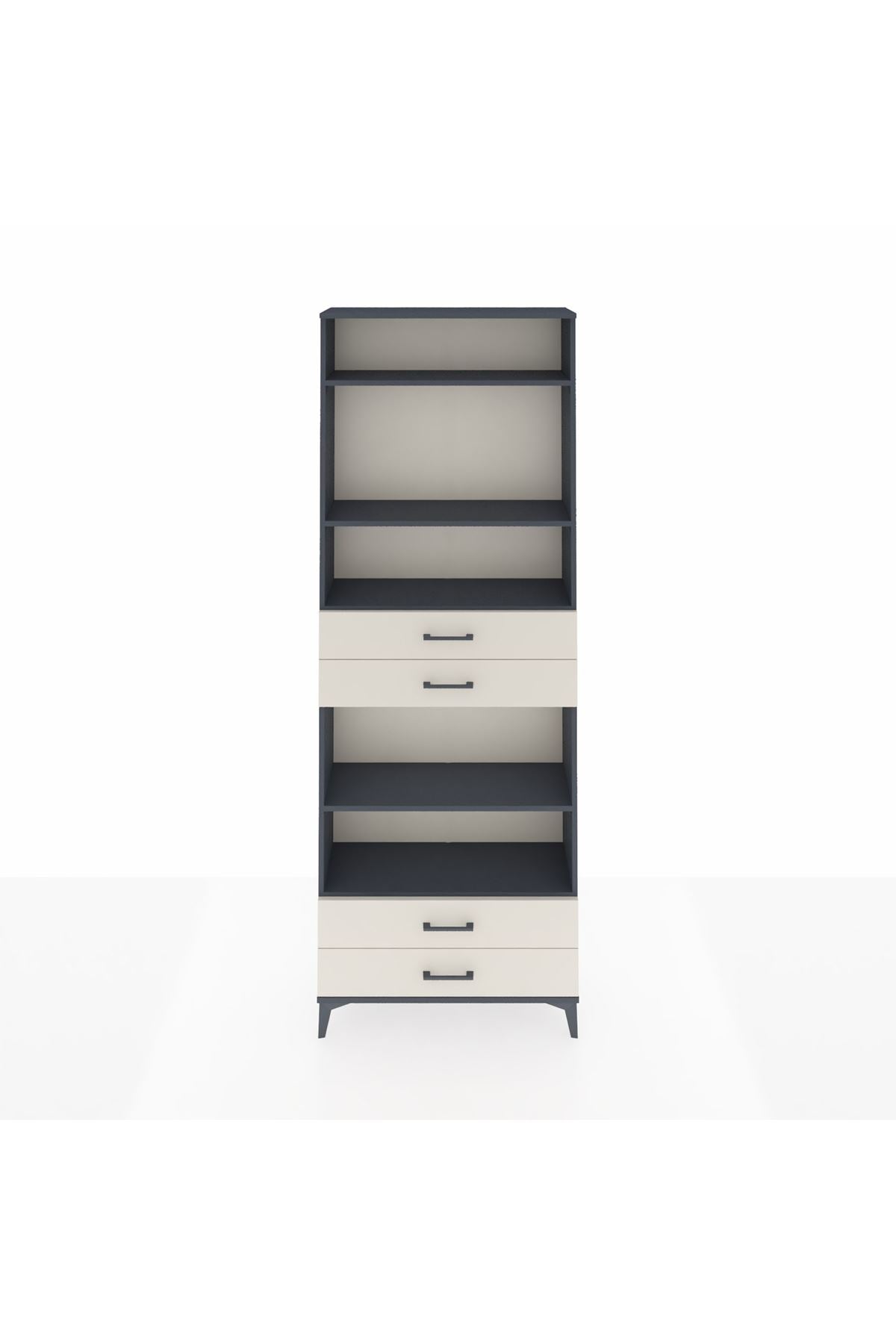 Arges Dolap 5 Raflı 4 Çekmeceli 88x30x243 Antrasit-Aytaşı