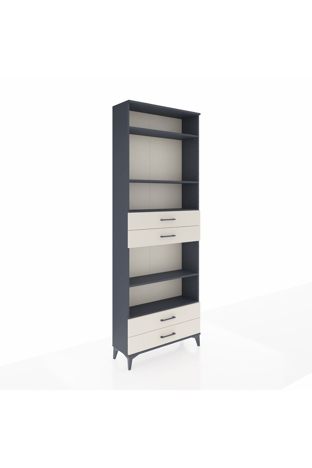 Arges Dolap 5 Raflı 4 Çekmeceli 88x30x243 Antrasit-Aytaşı