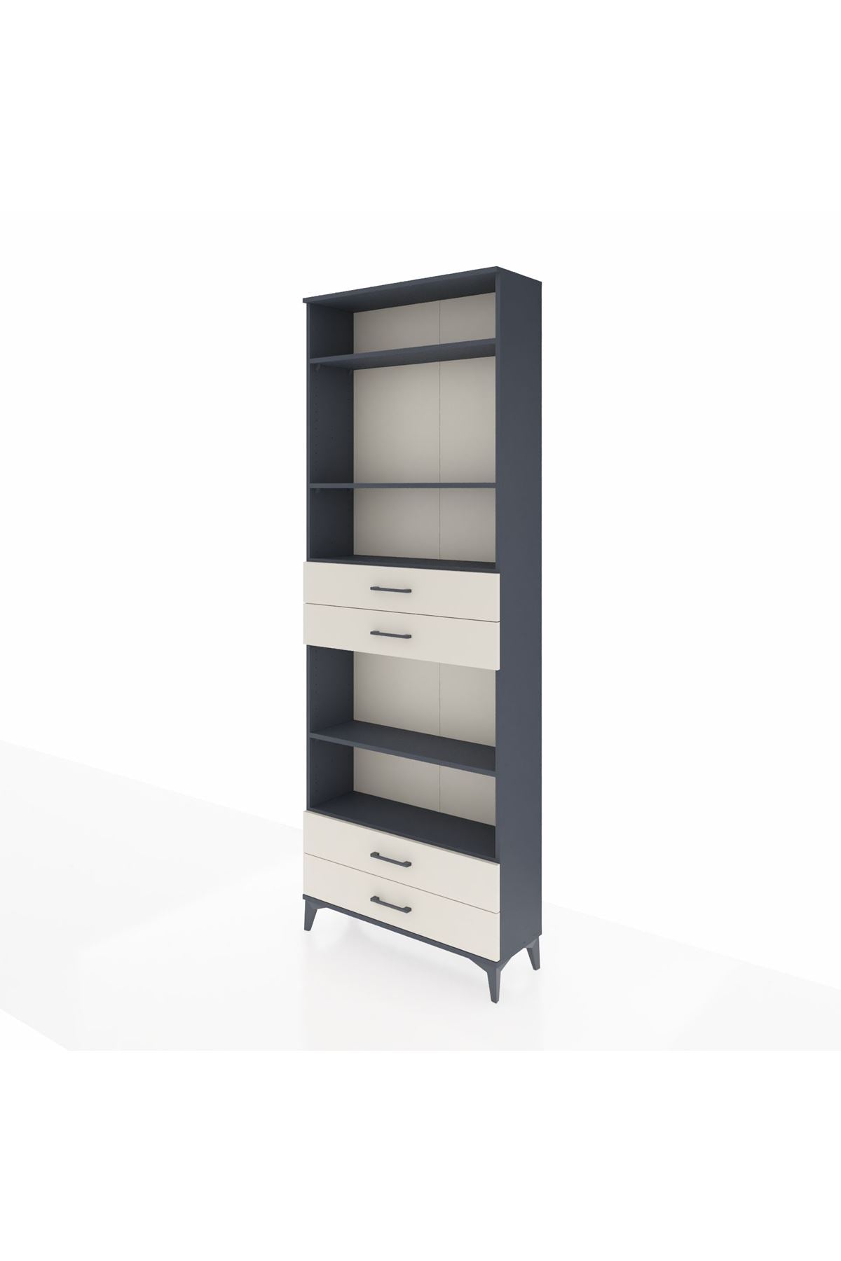 Arges Dolap 5 Raflı 4 Çekmeceli 88x30x243 Antrasit-Aytaşı