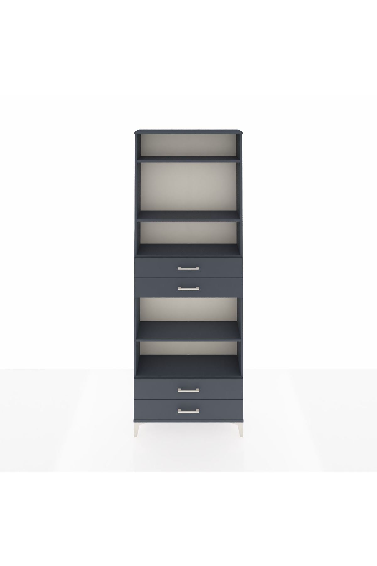 Arges Dolap 5 Raflı 4 Çekmeceli 88x30x243 Antrasit-Antrasit
