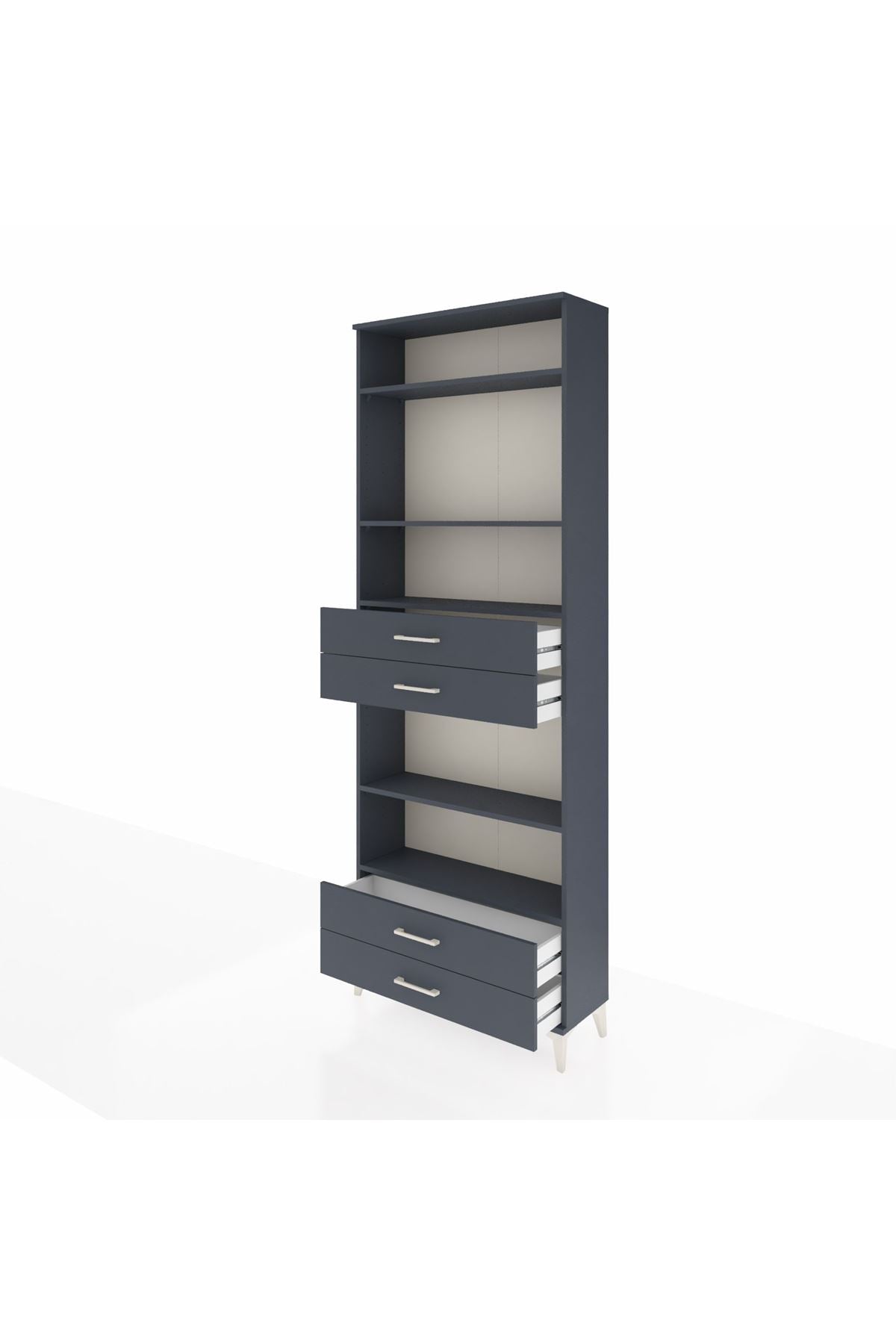 Arges Dolap 5 Raflı 4 Çekmeceli 88x30x243 Antrasit-Antrasit
