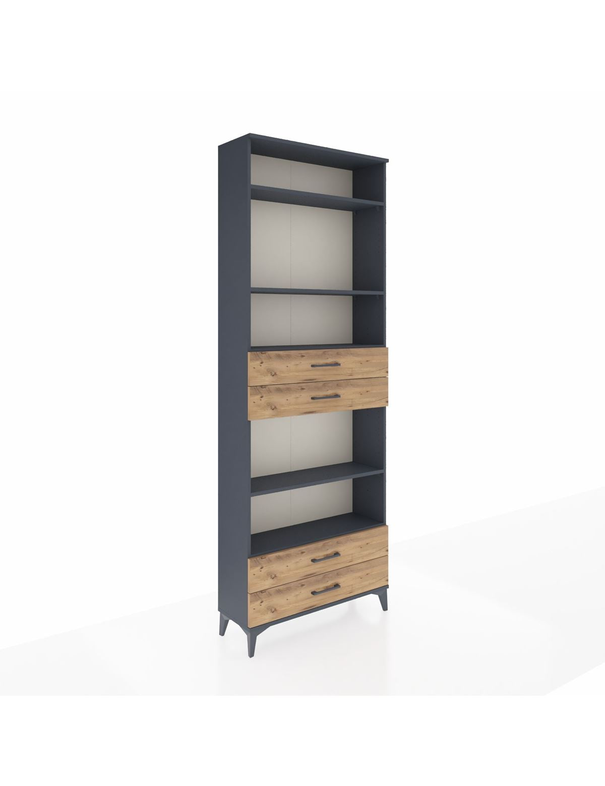 Arges Dolap 5 Raflı 4 Çekmeceli 88x30x243 Antrasit-Çam