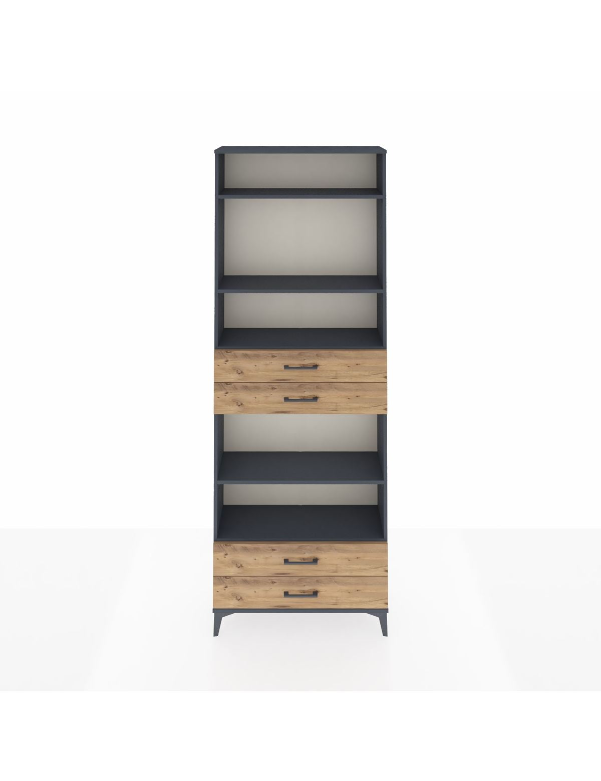 Arges Dolap 5 Raflı 4 Çekmeceli 88x30x243 Antrasit-Çam