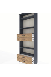 Arges Dolap 5 Raflı 4 Çekmeceli 88x30x243 Antrasit-Çam