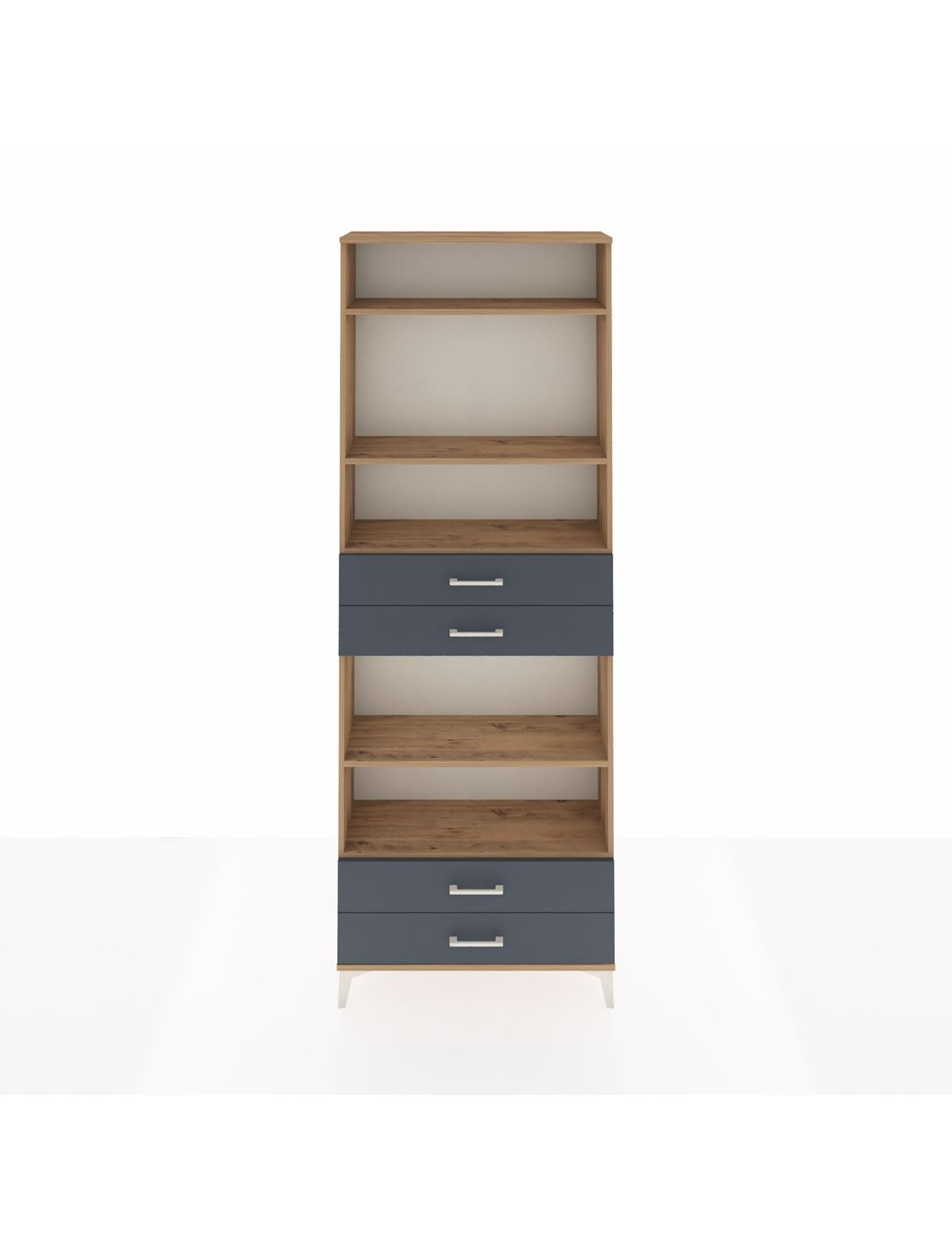 Arges Dolap 5 Raflı 4 Çekmeceli 88x30x243 Çam-Antrasit