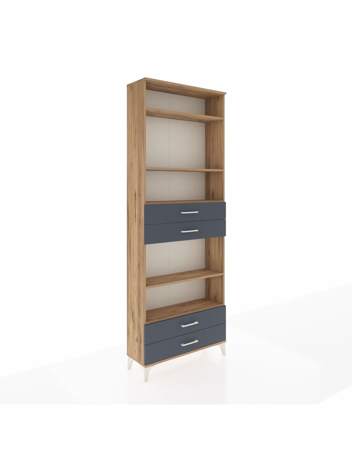 Arges Dolap 5 Raflı 4 Çekmeceli 88x30x243 Çam-Antrasit