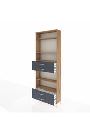 Arges Dolap 5 Raflı 4 Çekmeceli 88x30x243 Çam-Antrasit