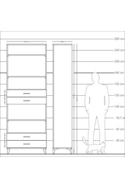 Arges Dolap 5 Raflı 4 Çekmeceli 88x30x243 Çam-Antrasit