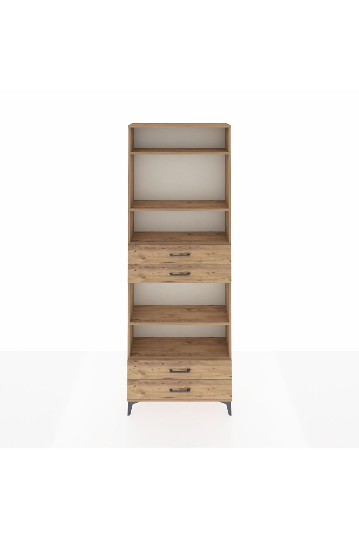 Arges Dolap 5 Raflı 4 Çekmeceli 88x30x243 Çam-Çam