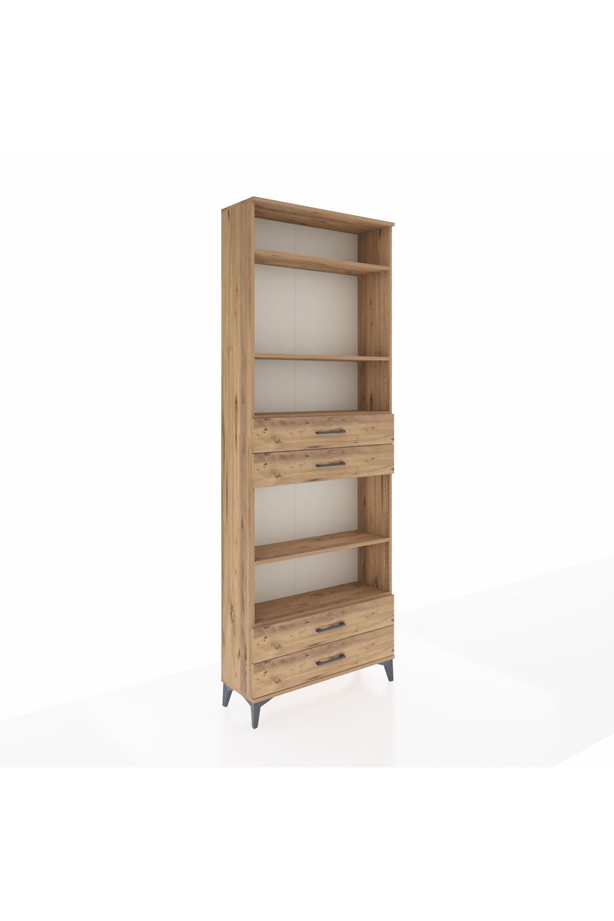 Arges Dolap 5 Raflı 4 Çekmeceli 88x30x243 Çam-Çam