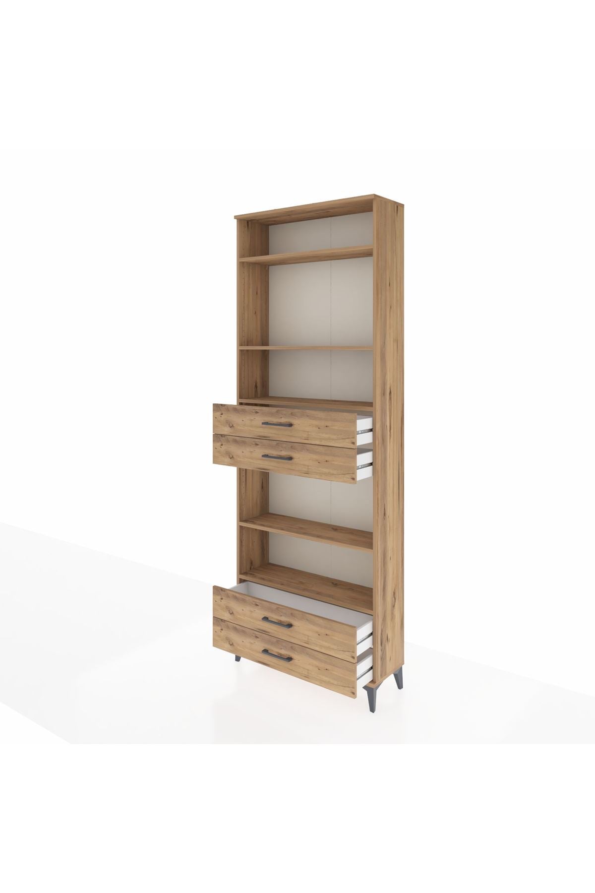 Arges Dolap 5 Raflı 4 Çekmeceli 88x30x243 Çam-Çam